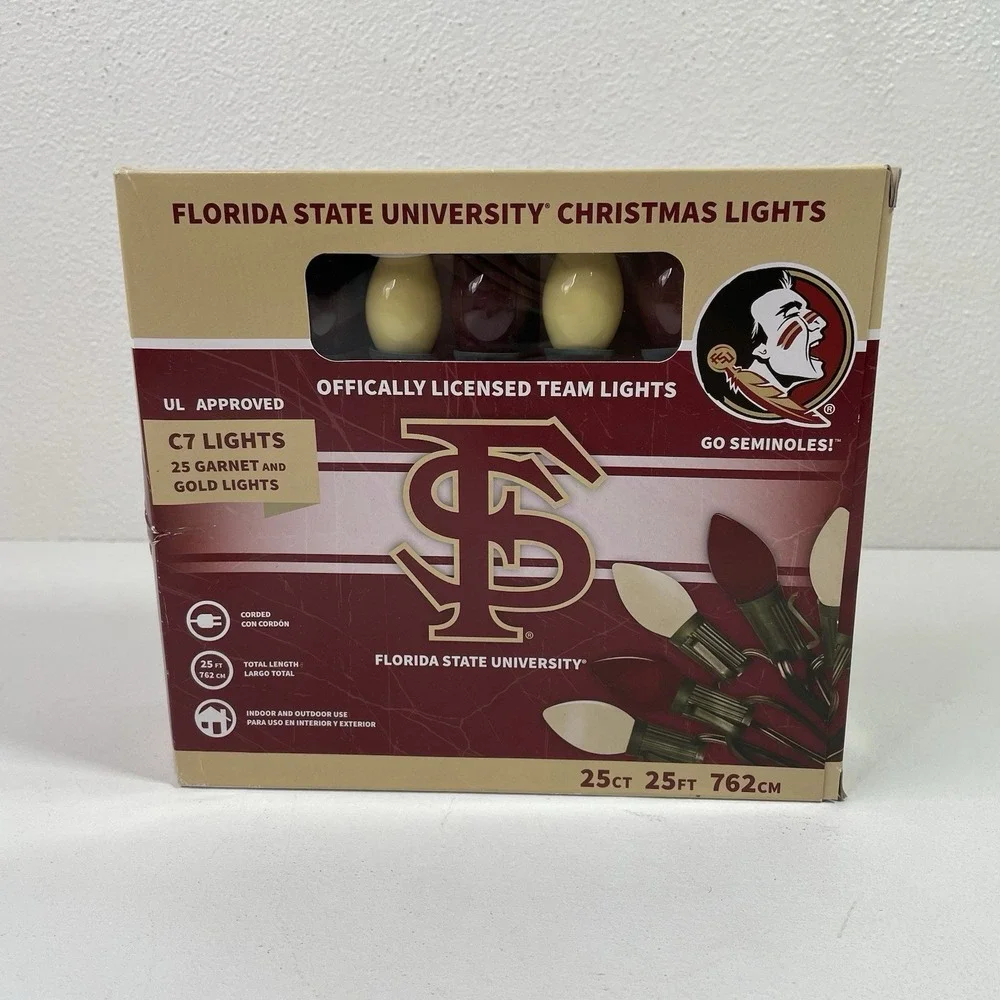 Florida State Seminoles Decorative String Light Set Christmas Lights C7 25ft
